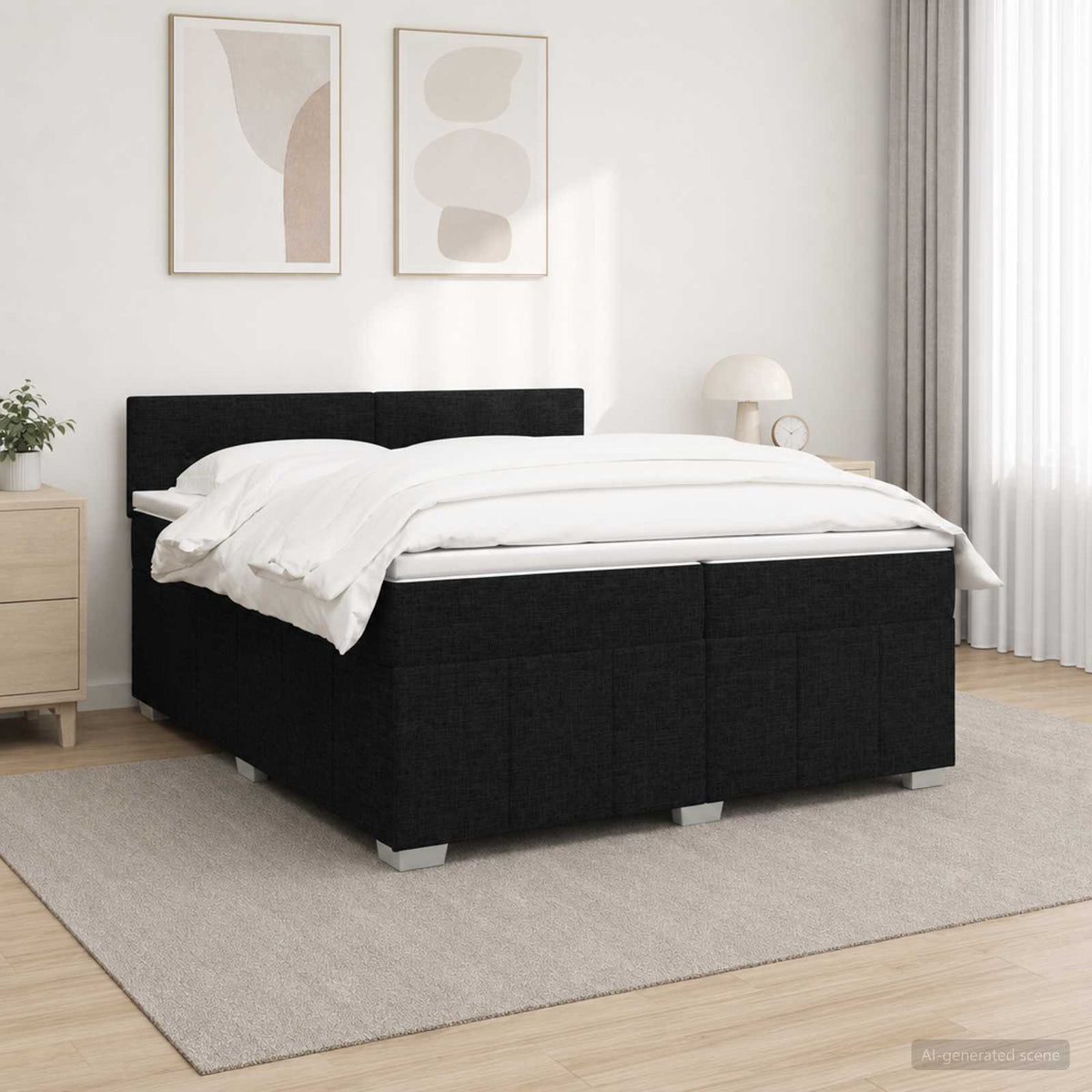 Boxspring krevet s madracem Crna 200 x 200 cm Tkanina