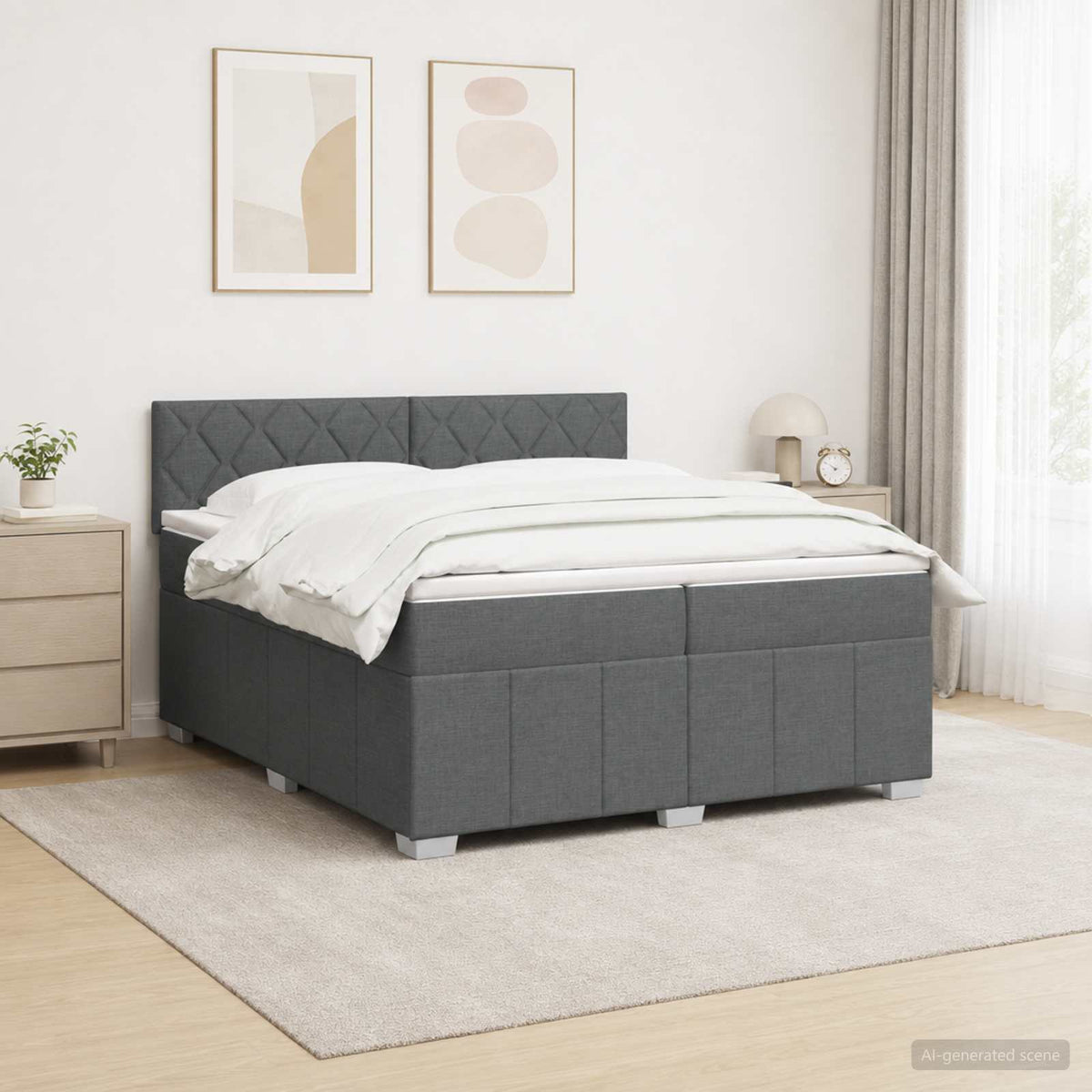 Boxspring krevet s madracem Tamnosiva 200 x 200 cm Tkanina