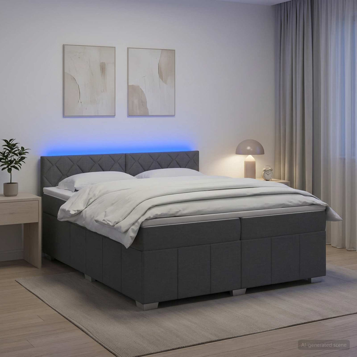 Boxspring krevet s madracem Tamnosiva 200 x 200 cm Tkanina
