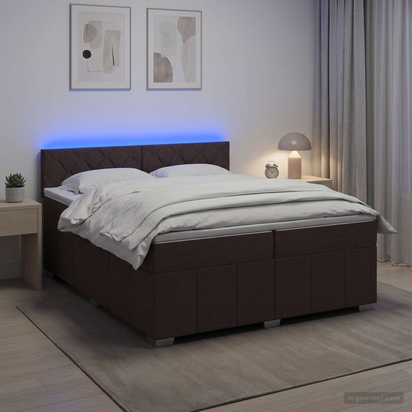 Boxspring krevet s madracem Tamno smeđa 200 x 200 cm Tkanina