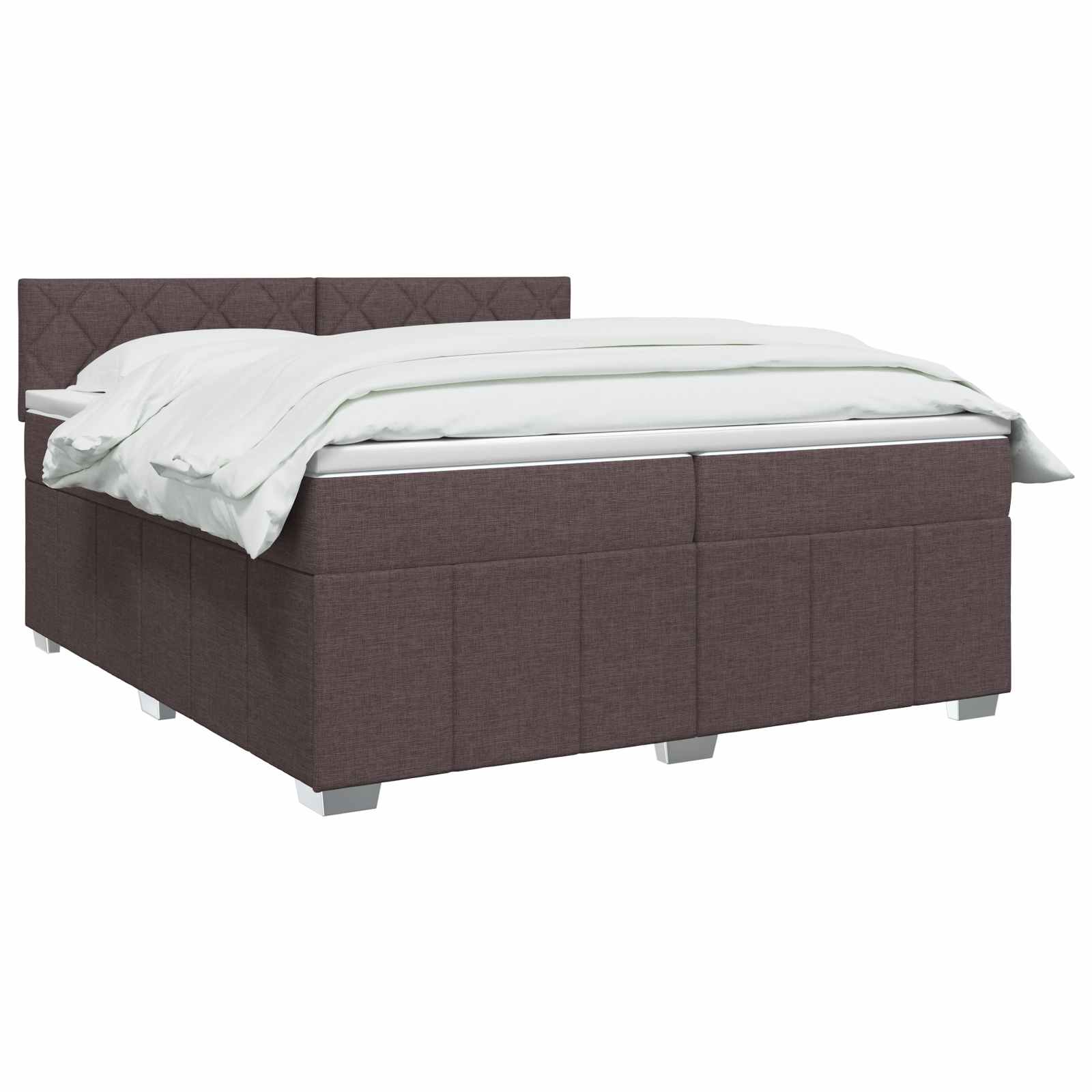 Boxspring krevet s madracem Tamno smeđa 200 x 200 cm Tkanina