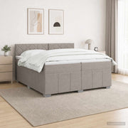 Boxspring krevet s madracem Sivosmeđa 200 x 200 cm Tkanina
