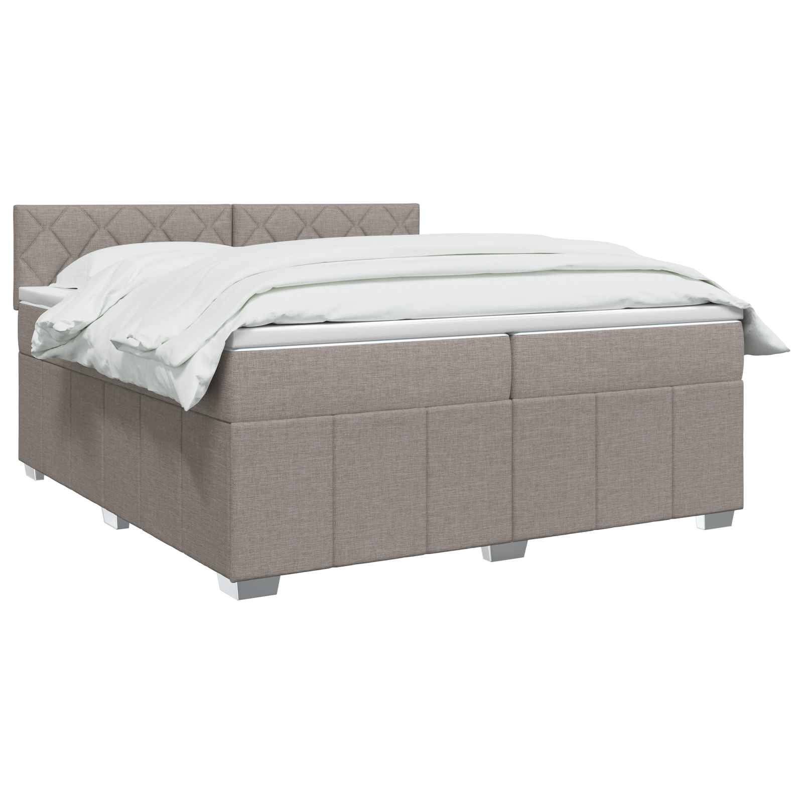Boxspring krevet s madracem Sivosmeđa 200 x 200 cm Tkanina