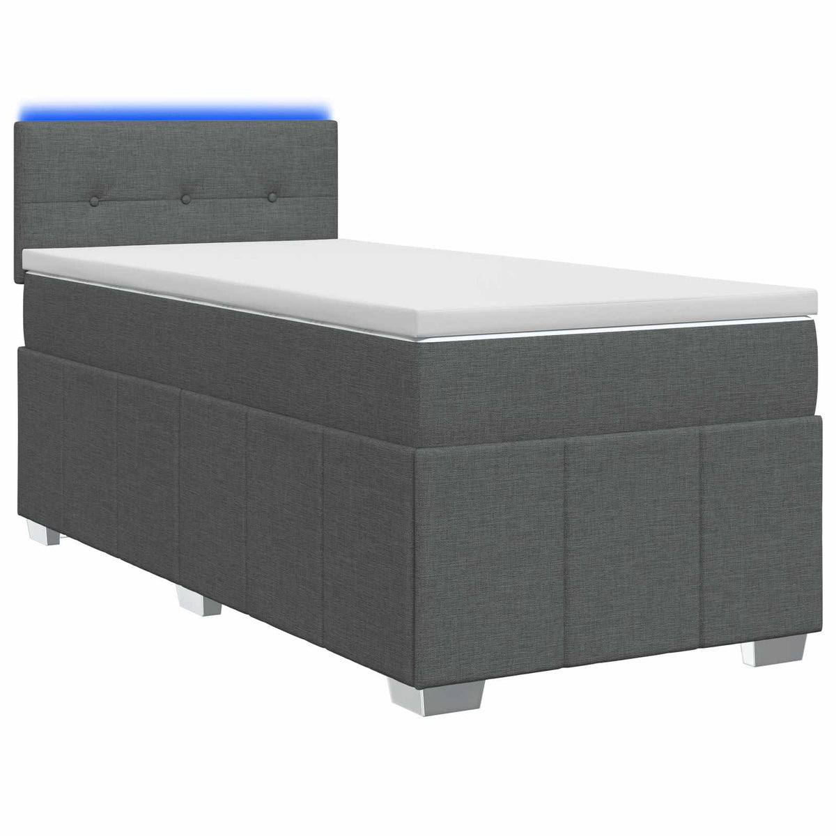 Krevet s box springom, madracem i LED-om Tamnosiva 90 x 190 cm