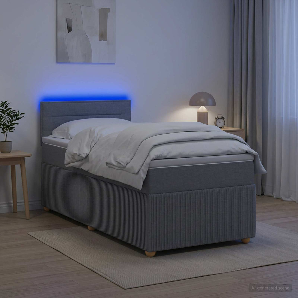 Boxspring krevet s madracem Svjetlosiva 100 x 200 cm Tkanina
