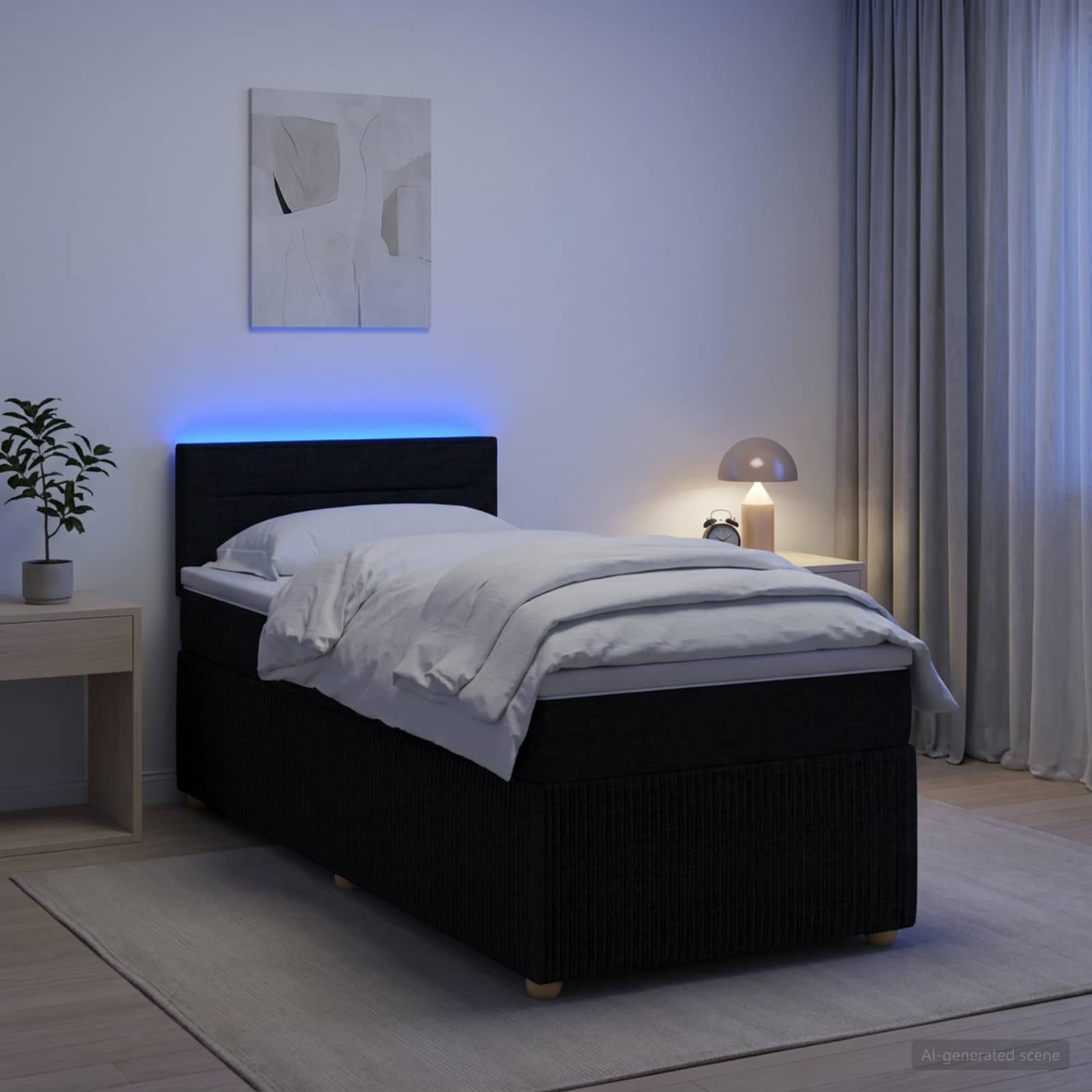Boxspring krevet s madracem Crna 80 x 200 cm Tkanina