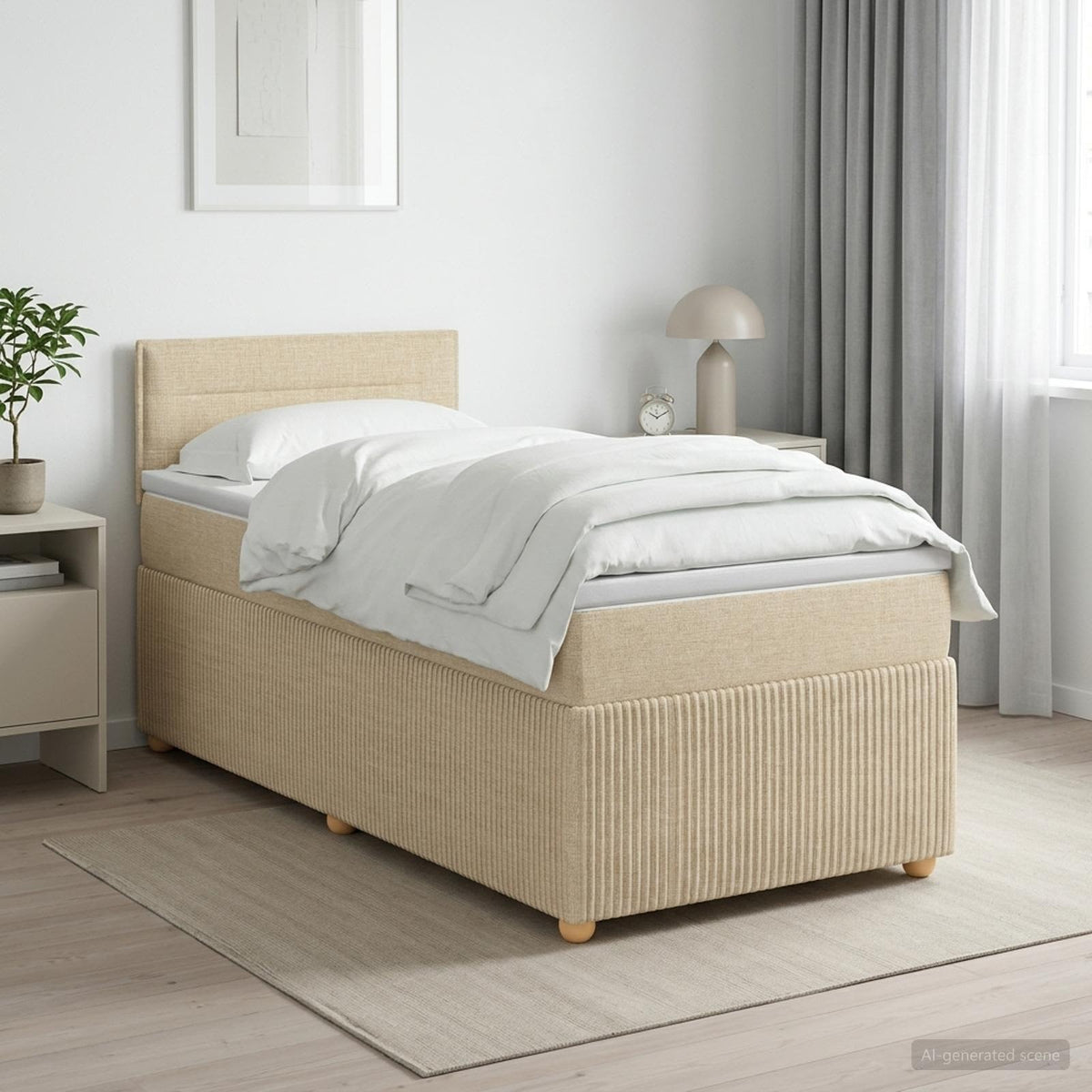 Boxspring krevet s madracem Krem 80 x 200 cm Tkanina