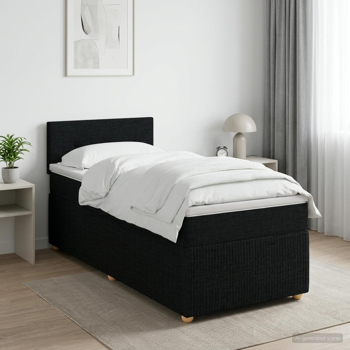 Boxspring krevet s madracem Crna 80 x 200 cm Tkanina