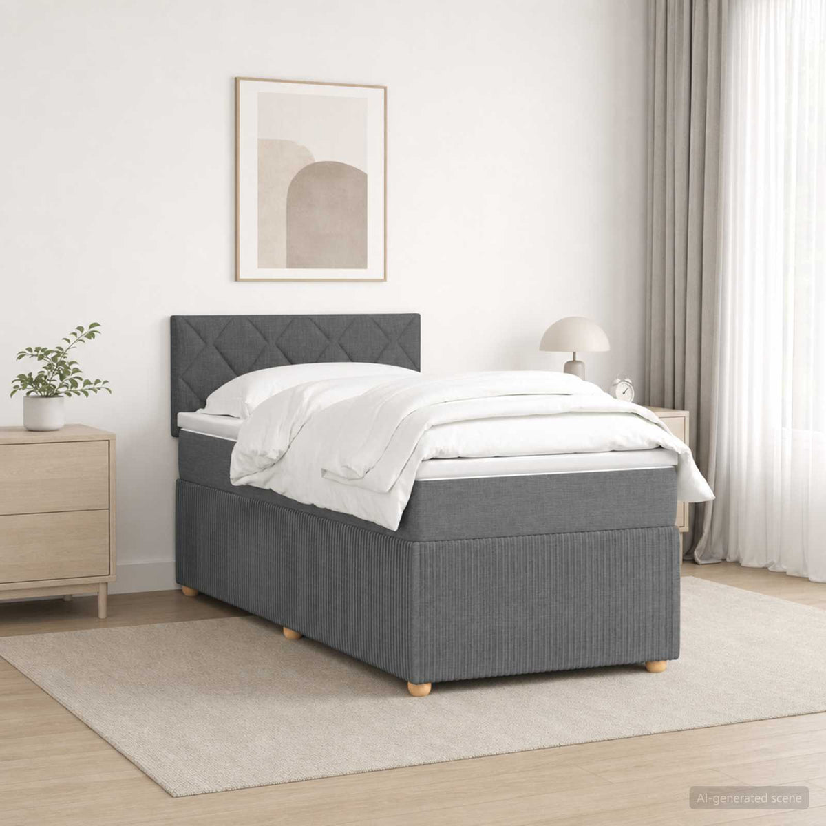 Boxspring krevet s madracem Tamnosiva 80 x 200 cm Tkanina