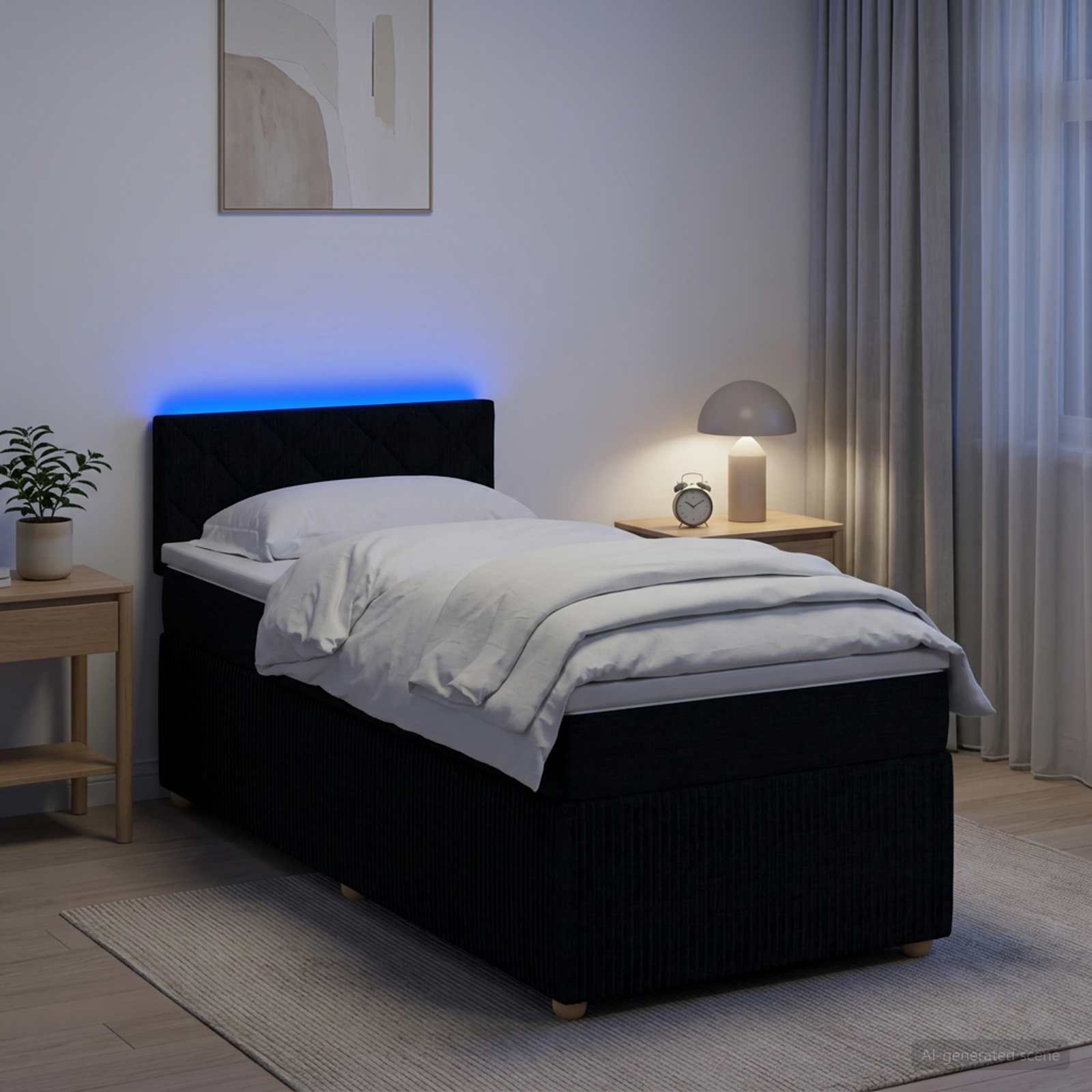 Boxspring krevet s madracem Crna 100 x 200 cm Tkanina
