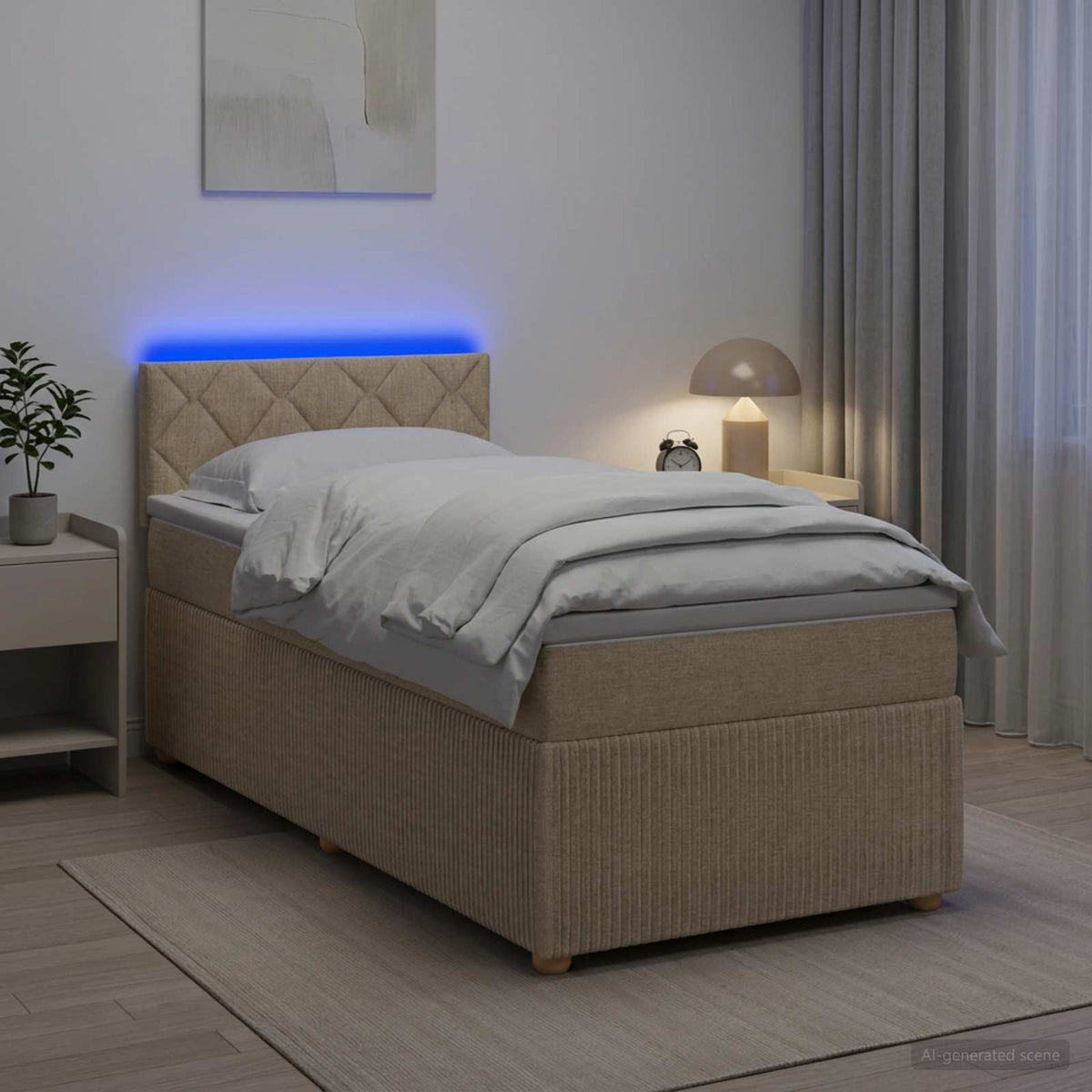 Boxspring krevet s madracem Krem 90 x 200 cm Tkanina