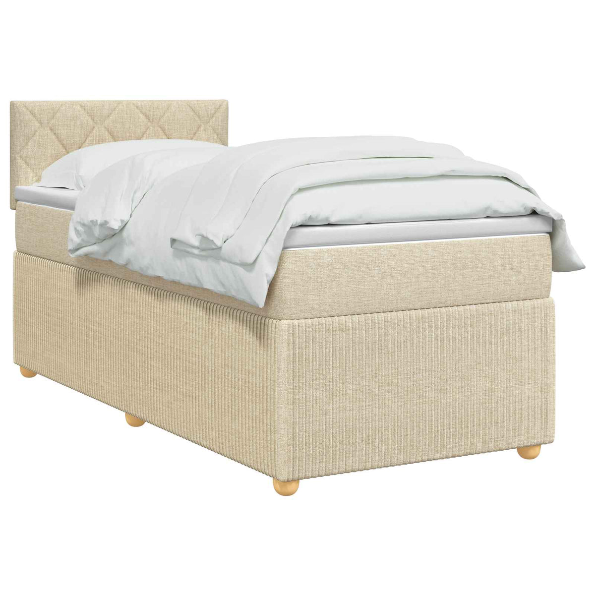 Boxspring krevet s madracem Krem 90 x 200 cm Tkanina