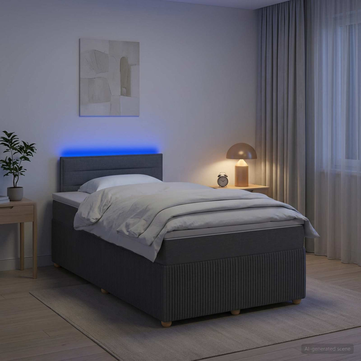 Boxspring krevet s madracem Tamnosiva 120 x 190 cm Tkanina