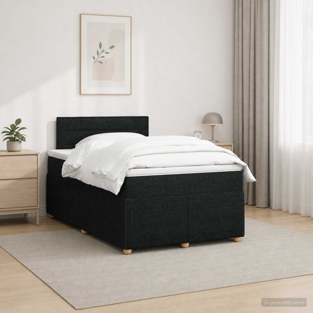 Boxspring krevet s madracem Crna 120 x 190 cm Tkanina