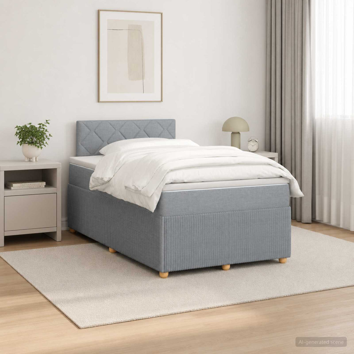 Boxspring krevet s madracem Svjetlosiva 120 x 200 cm Tkanina