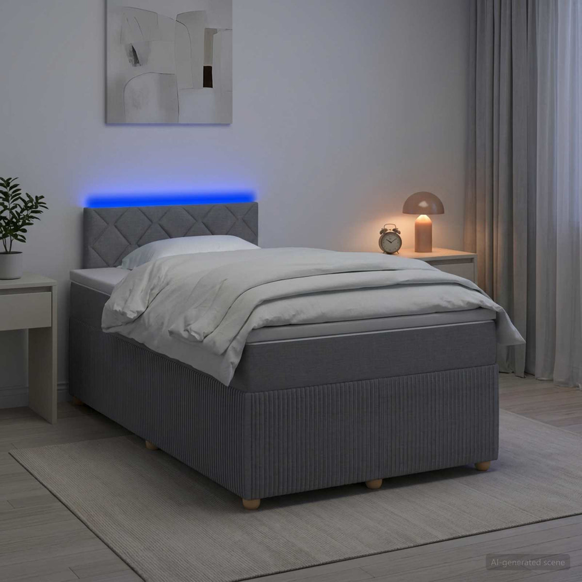 Boxspring krevet s madracem Svjetlosiva 120 x 190 cm Tkanina