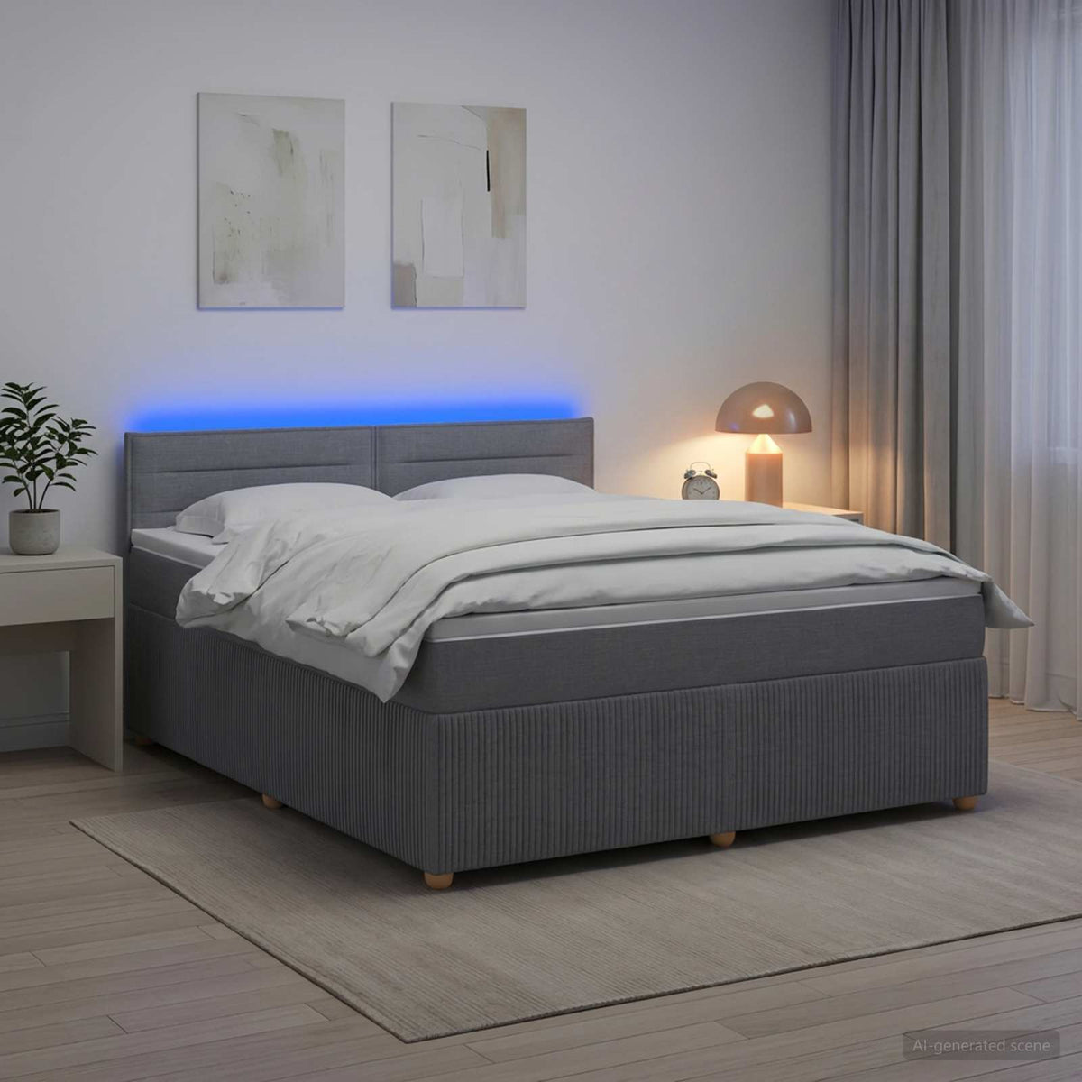 Boxspring krevet s madracem Svjetlosiva 180 x 200 cm Tkanina