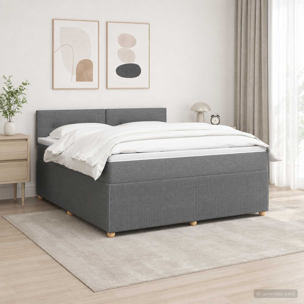Boxspring krevet s madracem Tamnosiva 140 x 200 cm Tkanina