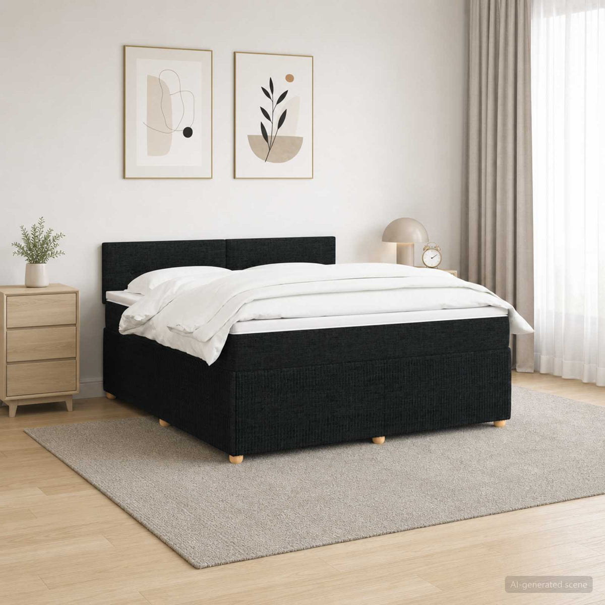 Boxspring krevet s madracem Crna 140 x 200 cm Tkanina