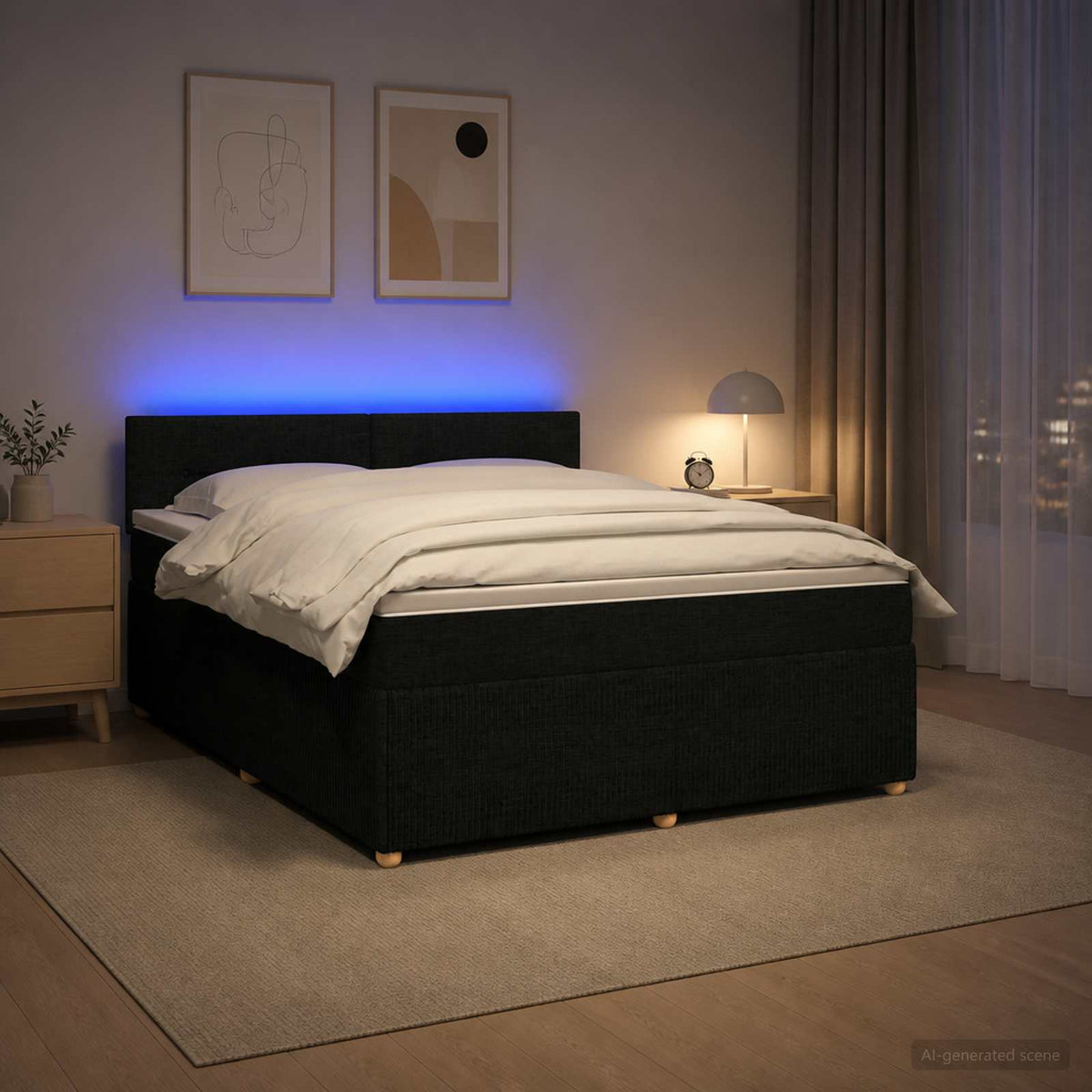 Boxspring krevet s madracem Crna 140 x 200 cm Tkanina