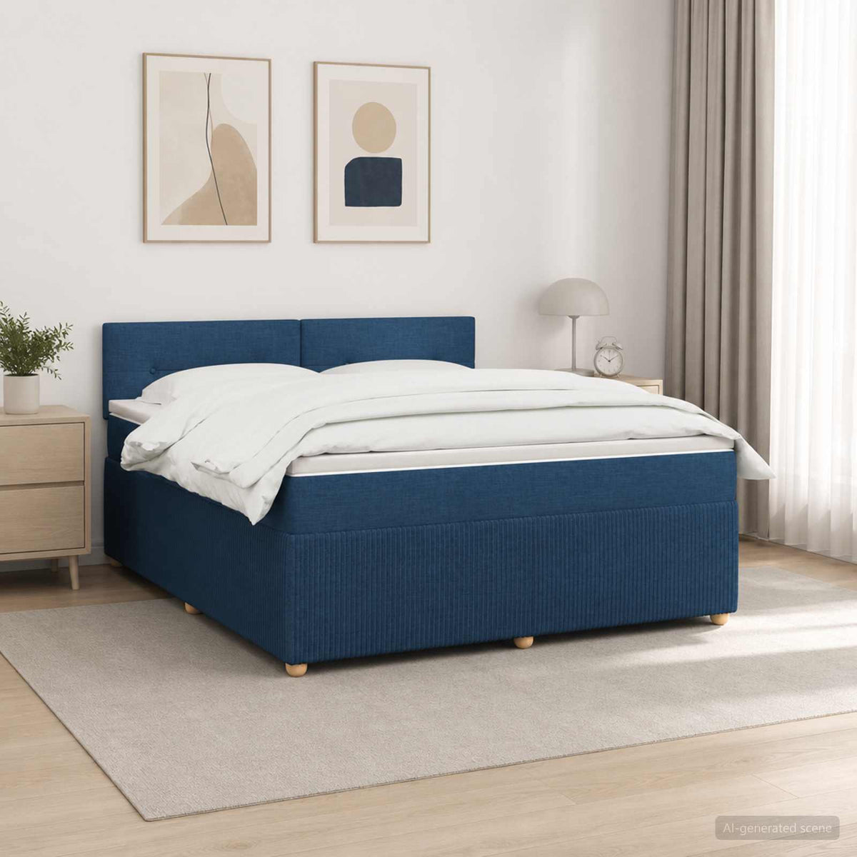 Boxspring krevet s madracem Plava 160 x 200 cm Tkanina