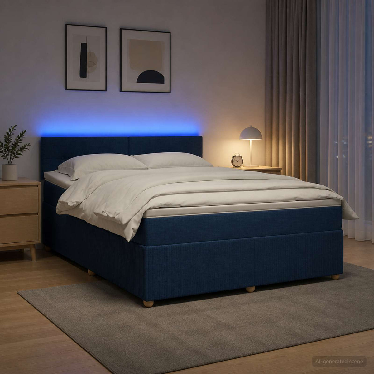 Boxspring krevet s madracem Plava 160 x 200 cm Tkanina