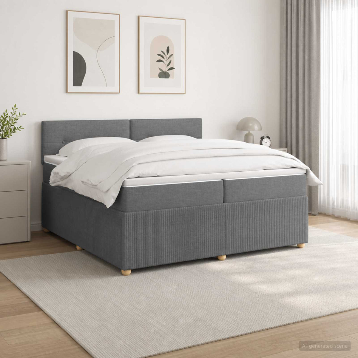 Boxspring krevet s madracem Tamnosiva 200 x 200 cm Tkanina