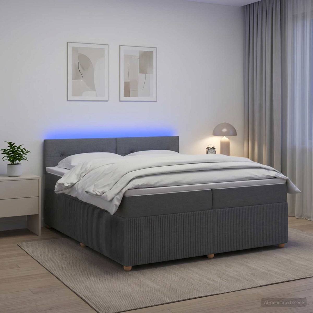 Boxspring krevet s madracem Tamnosiva 200 x 200 cm Tkanina