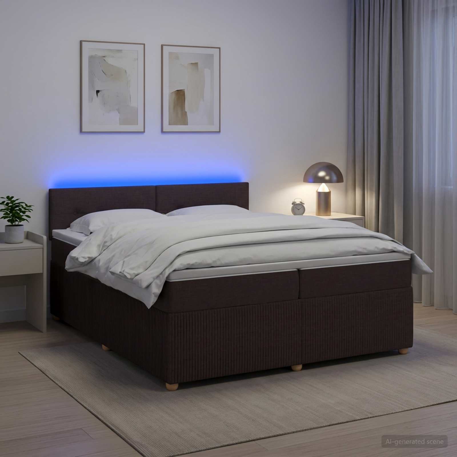 Boxspring krevet s madracem Tamno smeđa 200 x 200 cm Tkanina