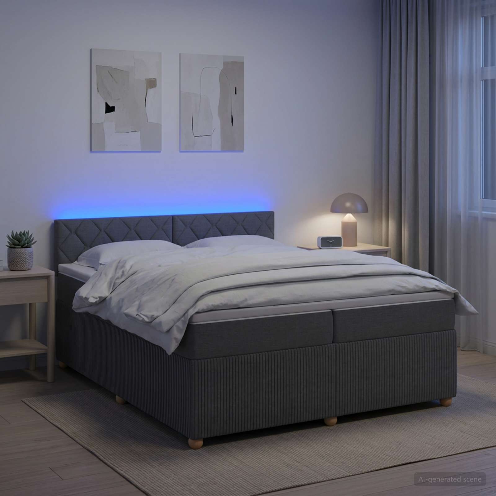 Boxspring krevet s madracem Tamnosiva 200 x 200 cm Tkanina
