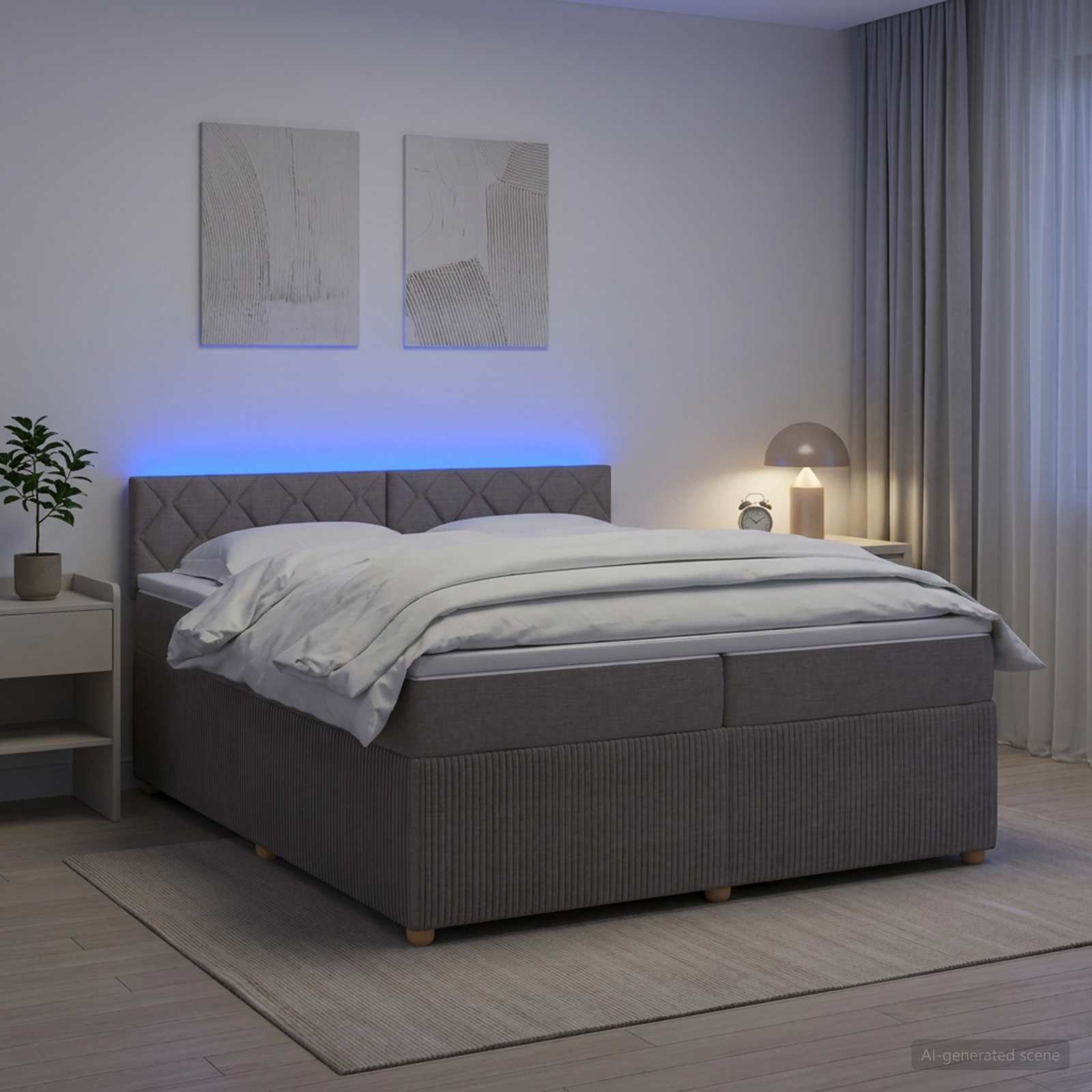 Boxspring krevet s madracem Sivosmeđa 200 x 200 cm Tkanina