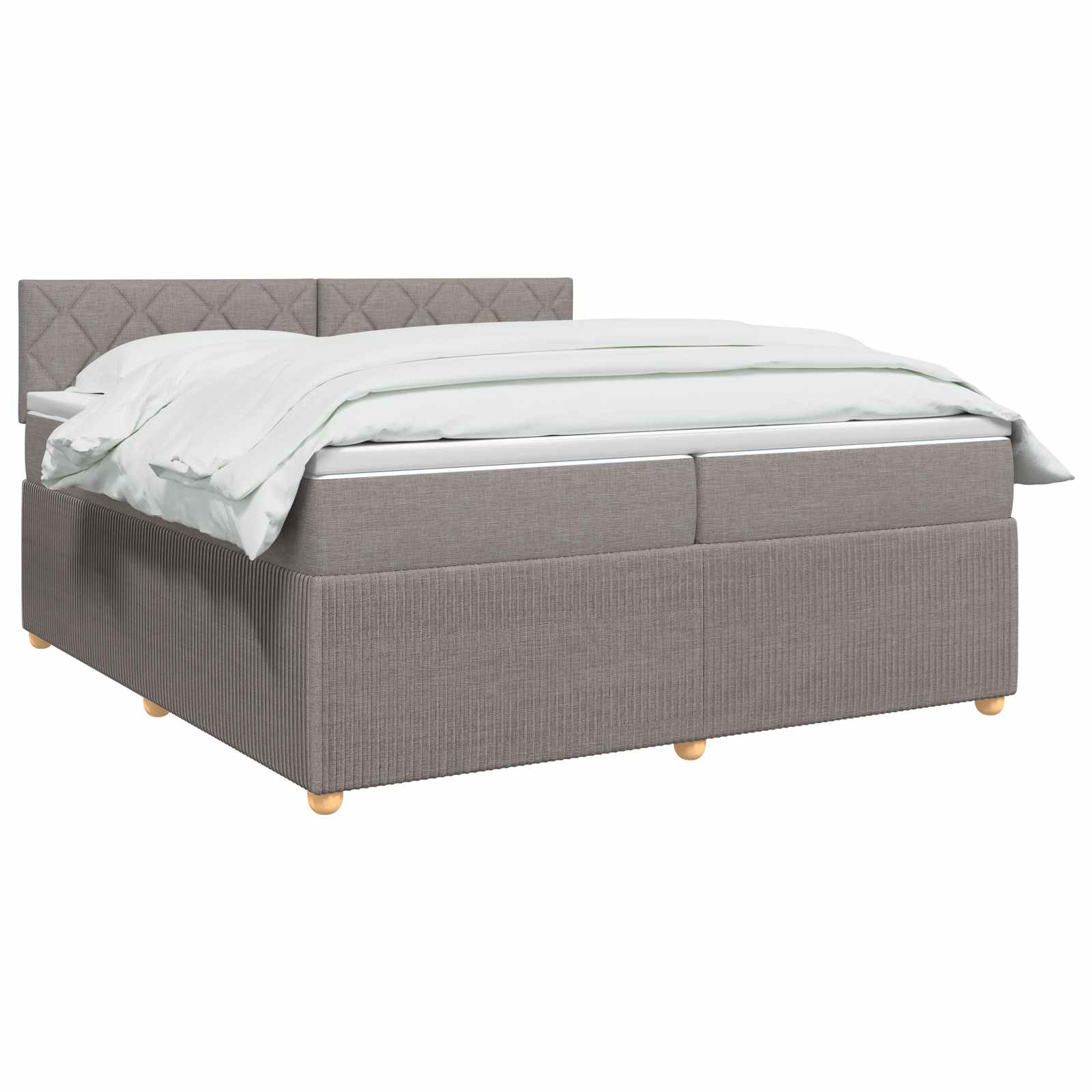 Boxspring krevet s madracem Sivosmeđa 200 x 200 cm Tkanina