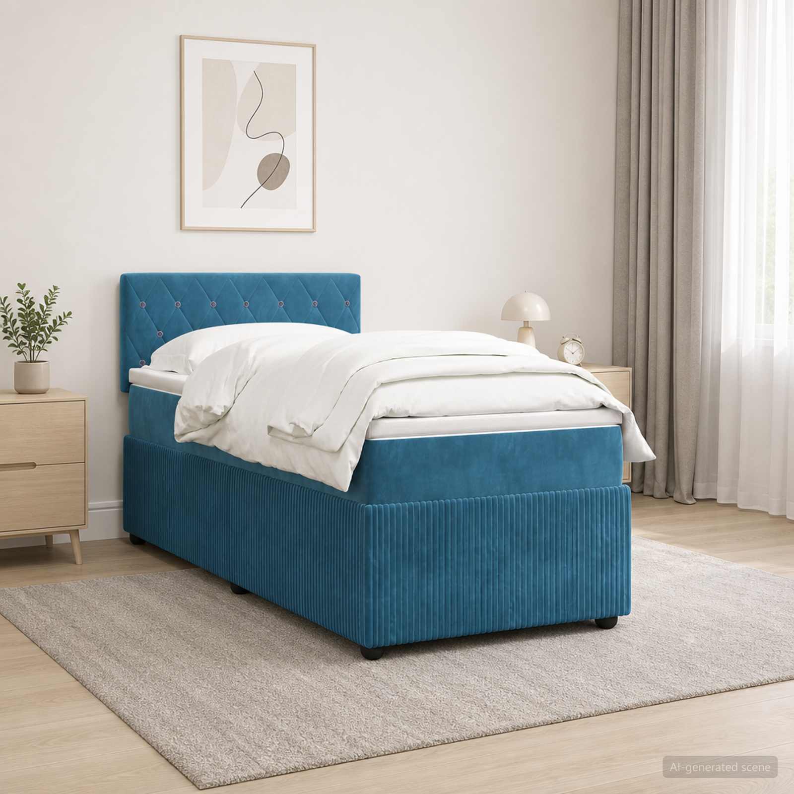 Boxspring krevet s madracem Plava 100 x 200 cm Baršun