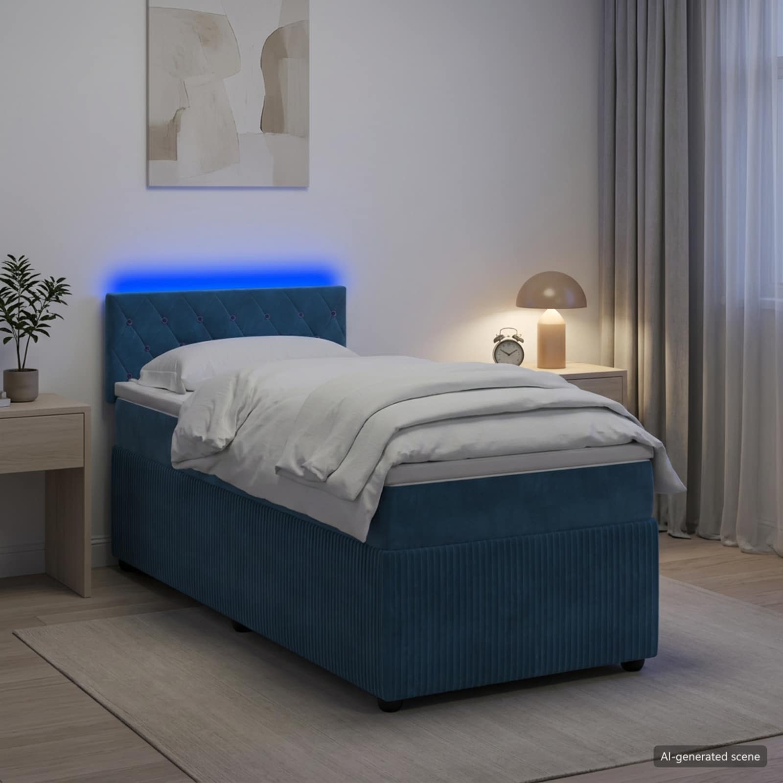 Boxspring krevet s madracem Plava 90 x 200 cm Baršun