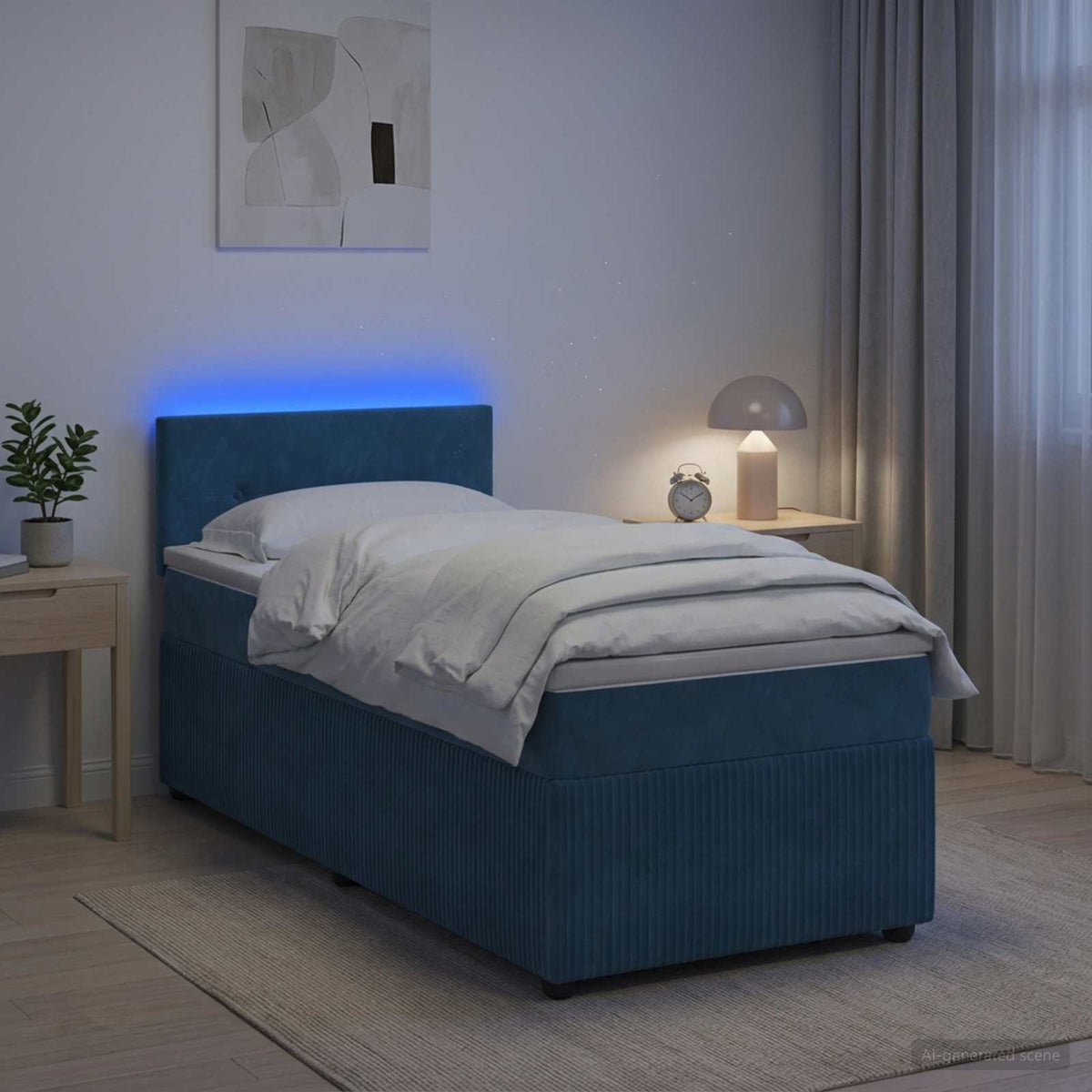 Boxspring krevet s madracem Plava 90 x 190 cm Baršun