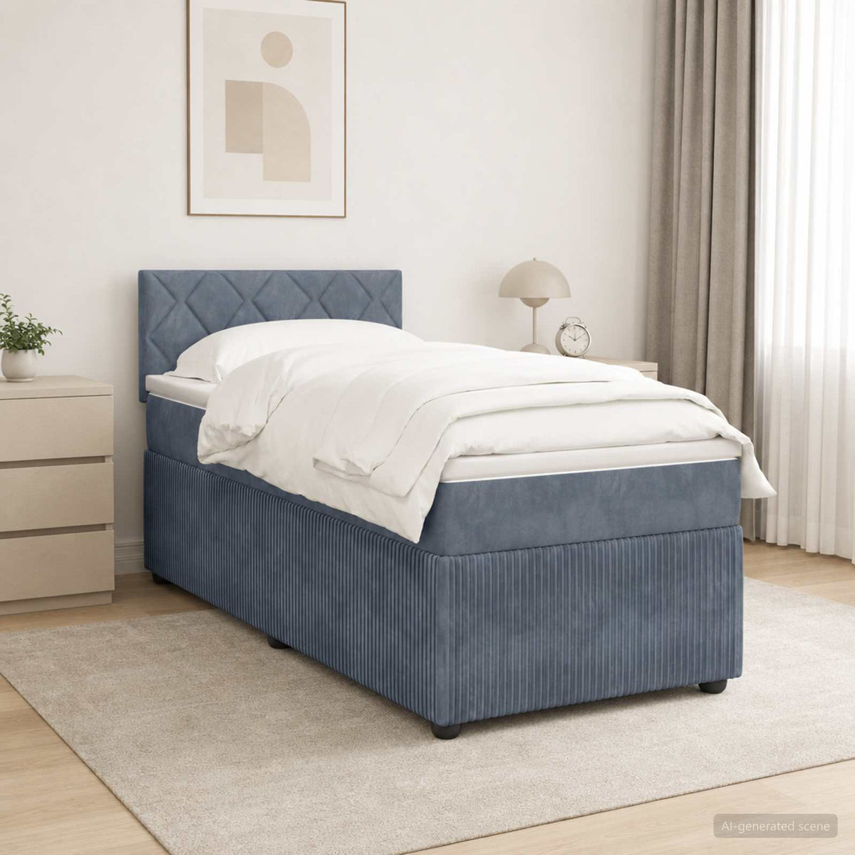 Boxspring krevet s madracem Tamnosiva 90 x 200 cm Baršun