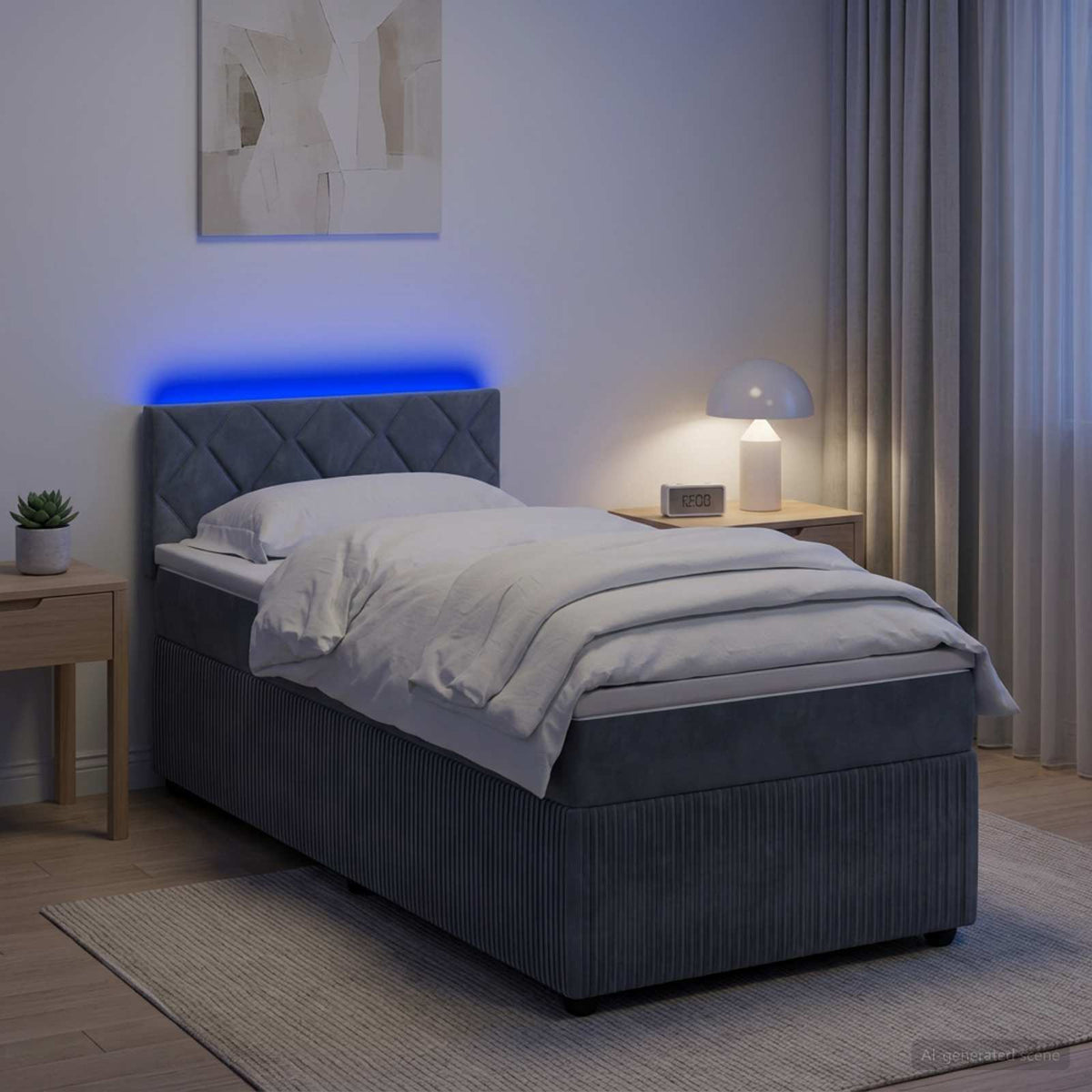 Boxspring krevet s madracem Tamnosiva 90 x 200 cm Baršun