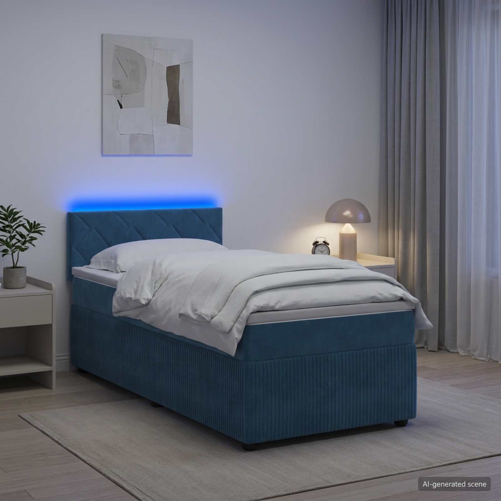 Boxspring krevet s madracem Plava 90 x 200 cm Baršun