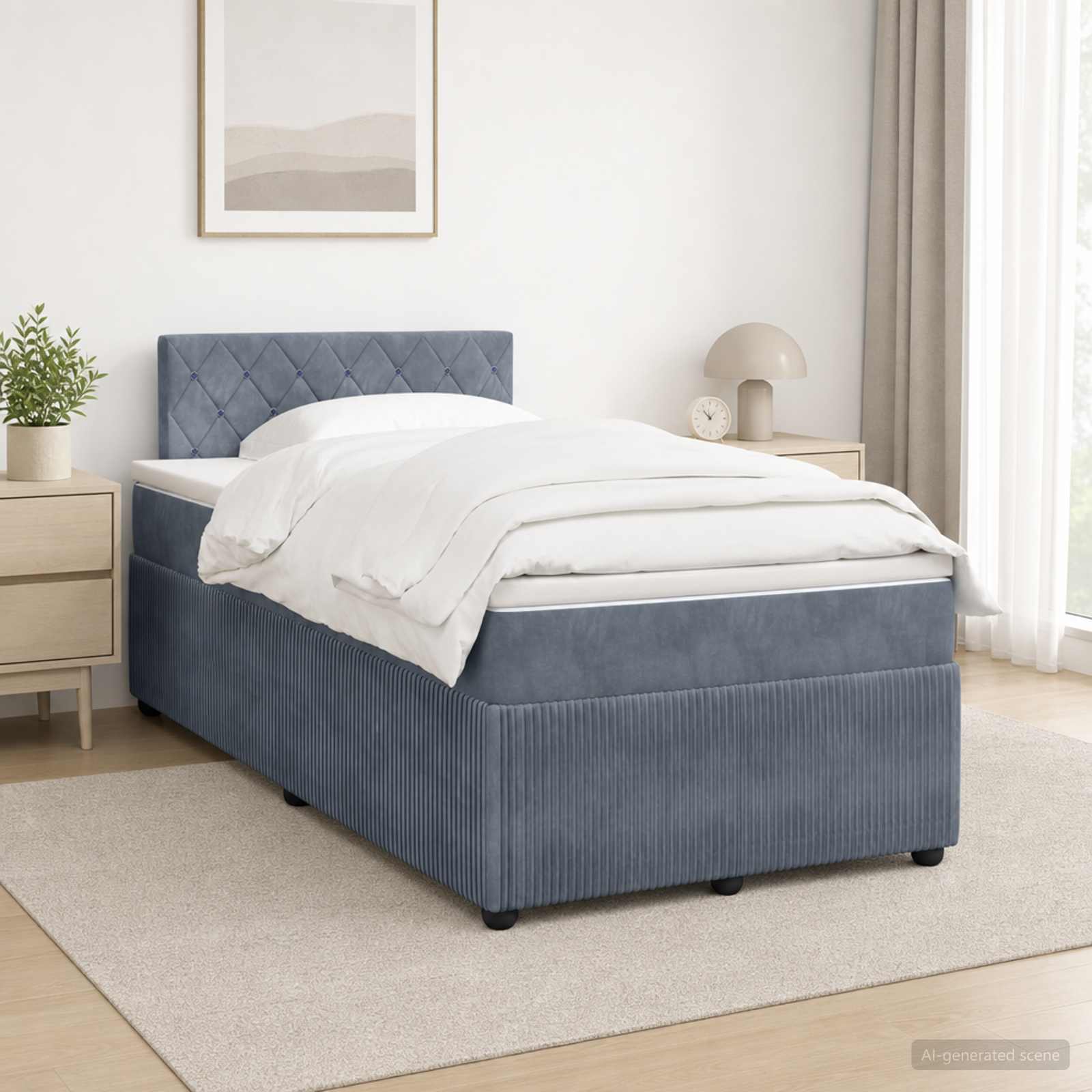 Boxspring krevet s madracem Tamnosiva 120 x 190 cm Baršun