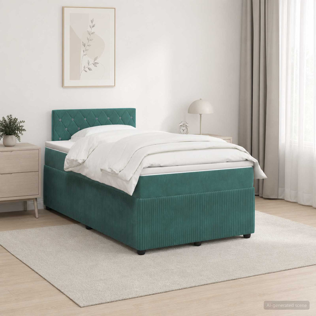 Boxspring krevet s madracem Tamnozelena 120 x 190 cm Baršun