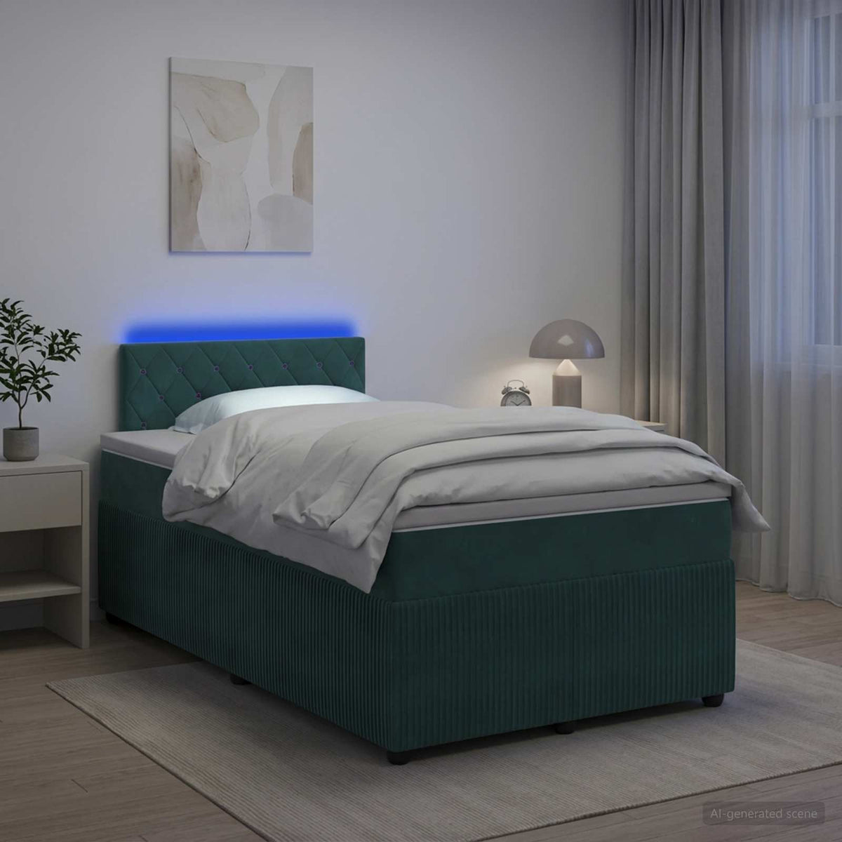 Boxspring krevet s madracem Tamnozelena 120 x 190 cm Baršun