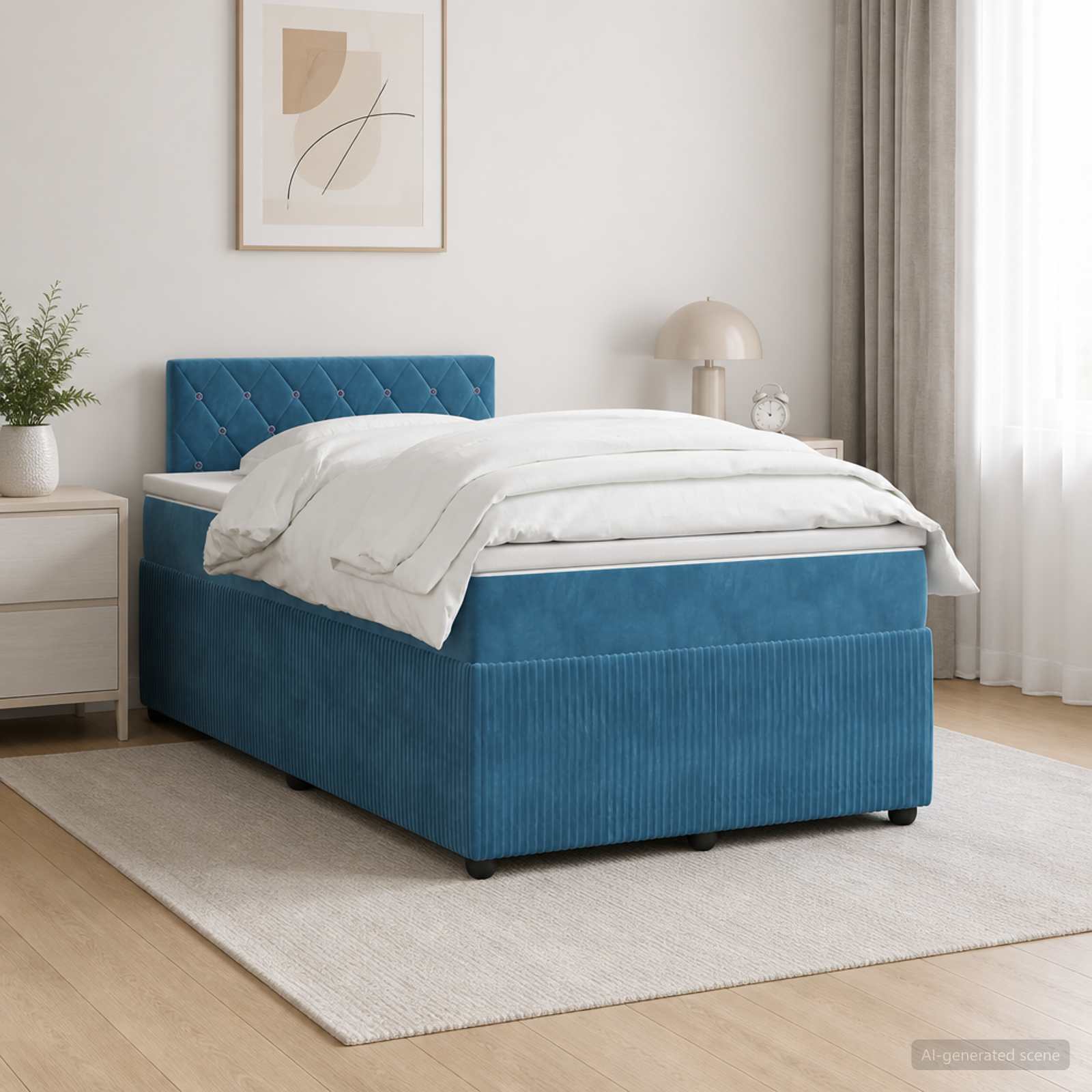 Boxspring krevet s madracem Plava 120 x 190 cm Baršun