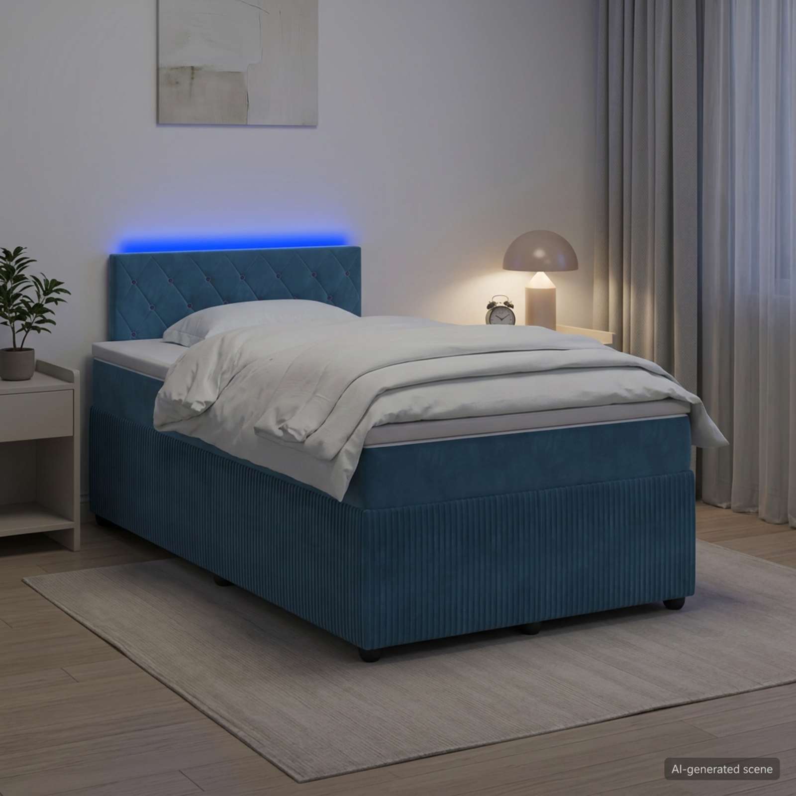 Boxspring krevet s madracem Plava 120 x 190 cm Baršun
