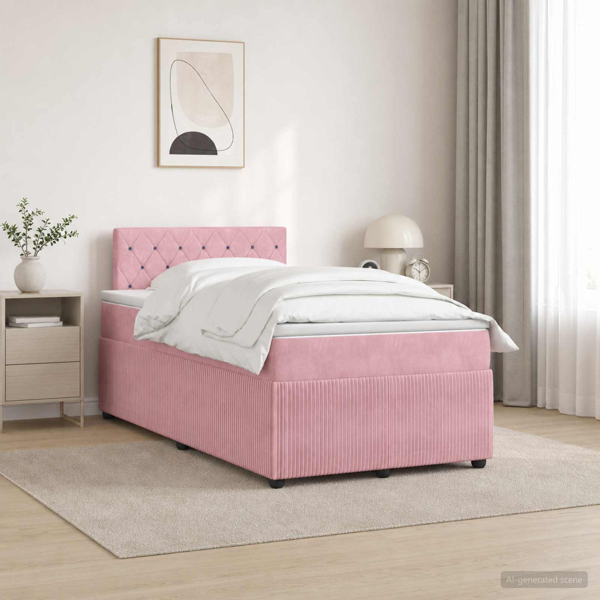 Boxspring krevet s madracem Ružičasta 120 x 190 cm Baršun