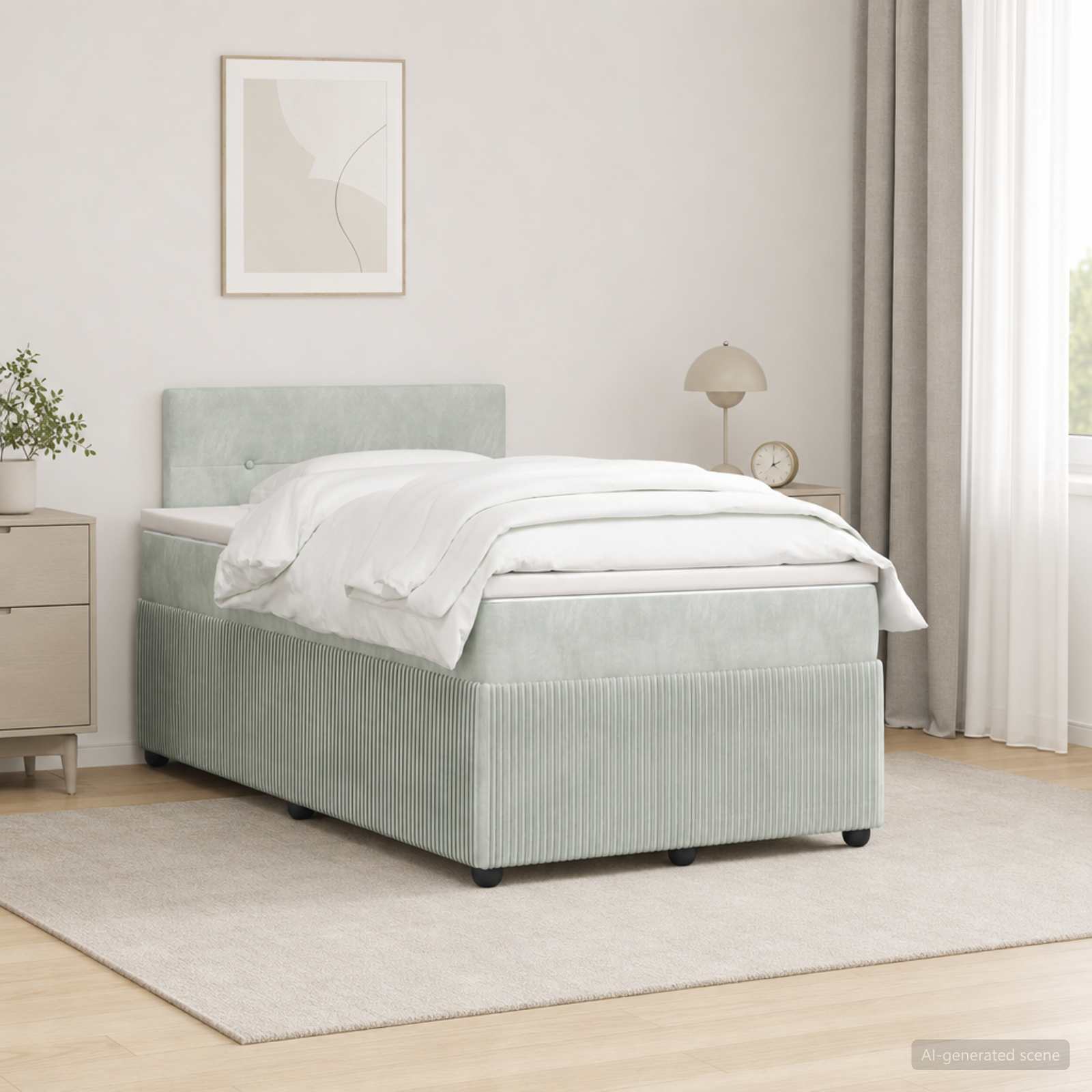 Boxspring krevet s madracem Svjetlosiva 120 x 190 cm Baršun