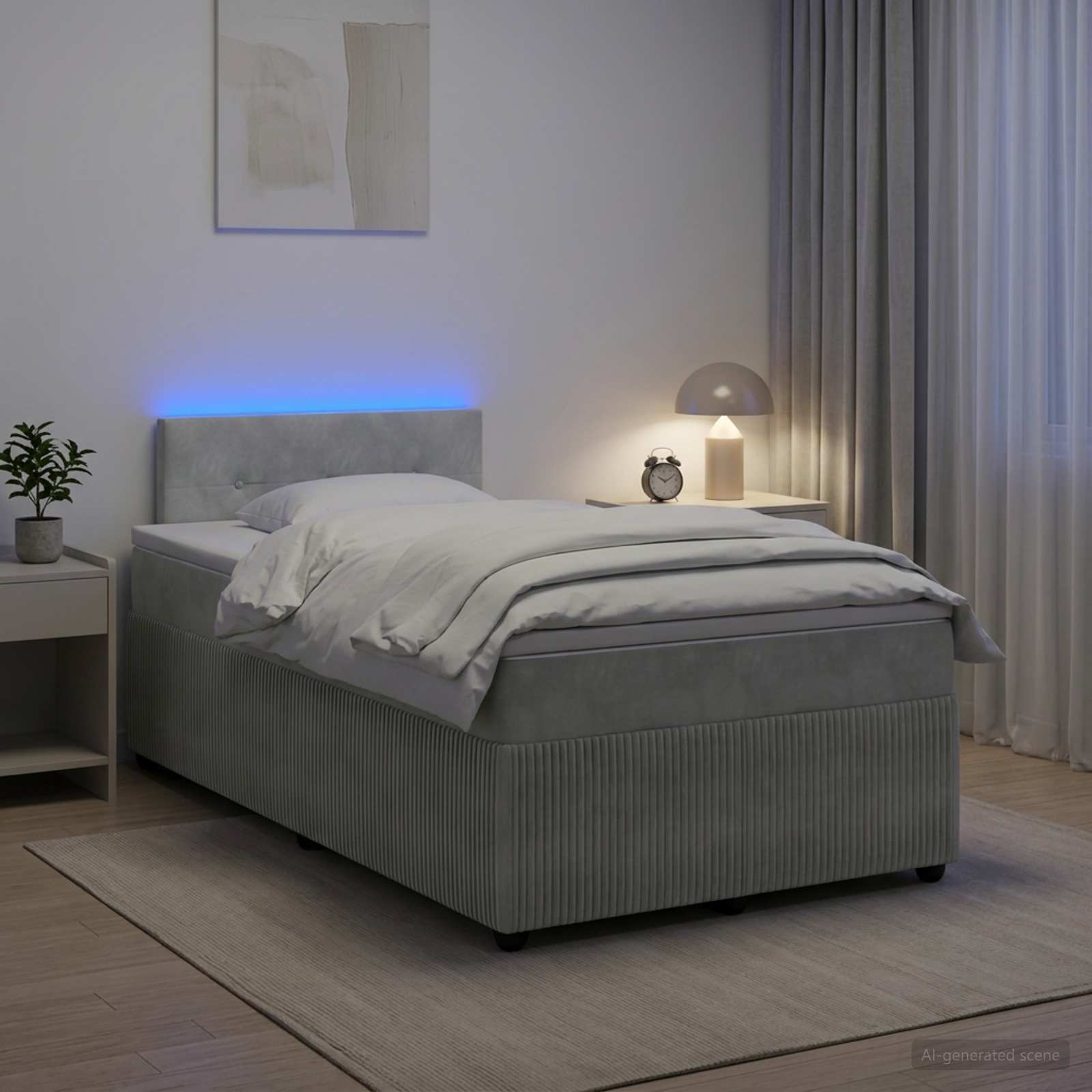 Boxspring krevet s madracem Svjetlosiva 120 x 190 cm Baršun