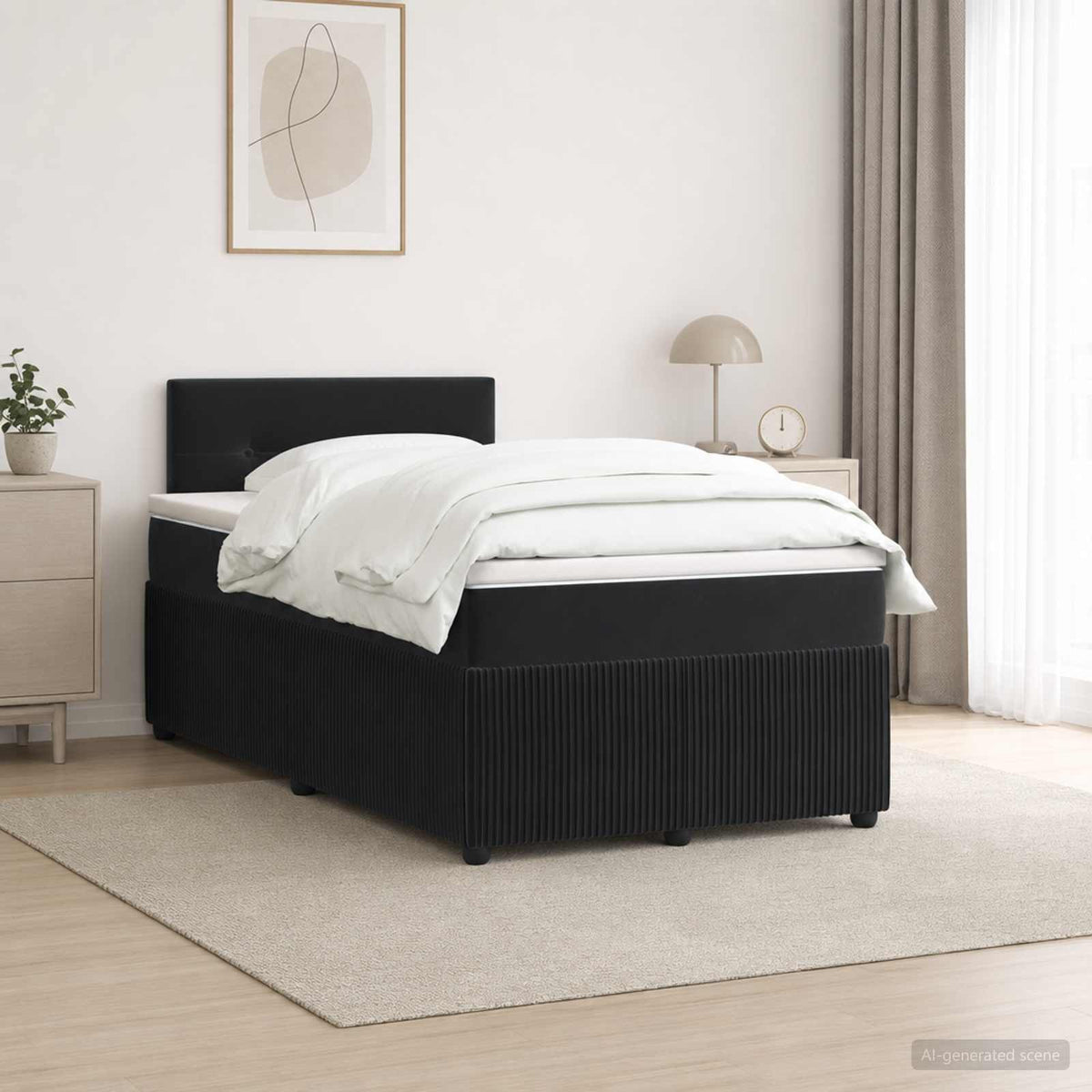 Boxspring krevet s madracem Crna 120 x 190 cm Baršun