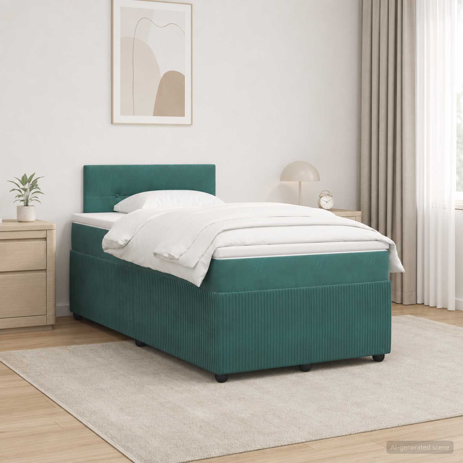 Boxspring krevet s madracem Tamnozelena 120 x 190 cm Baršun
