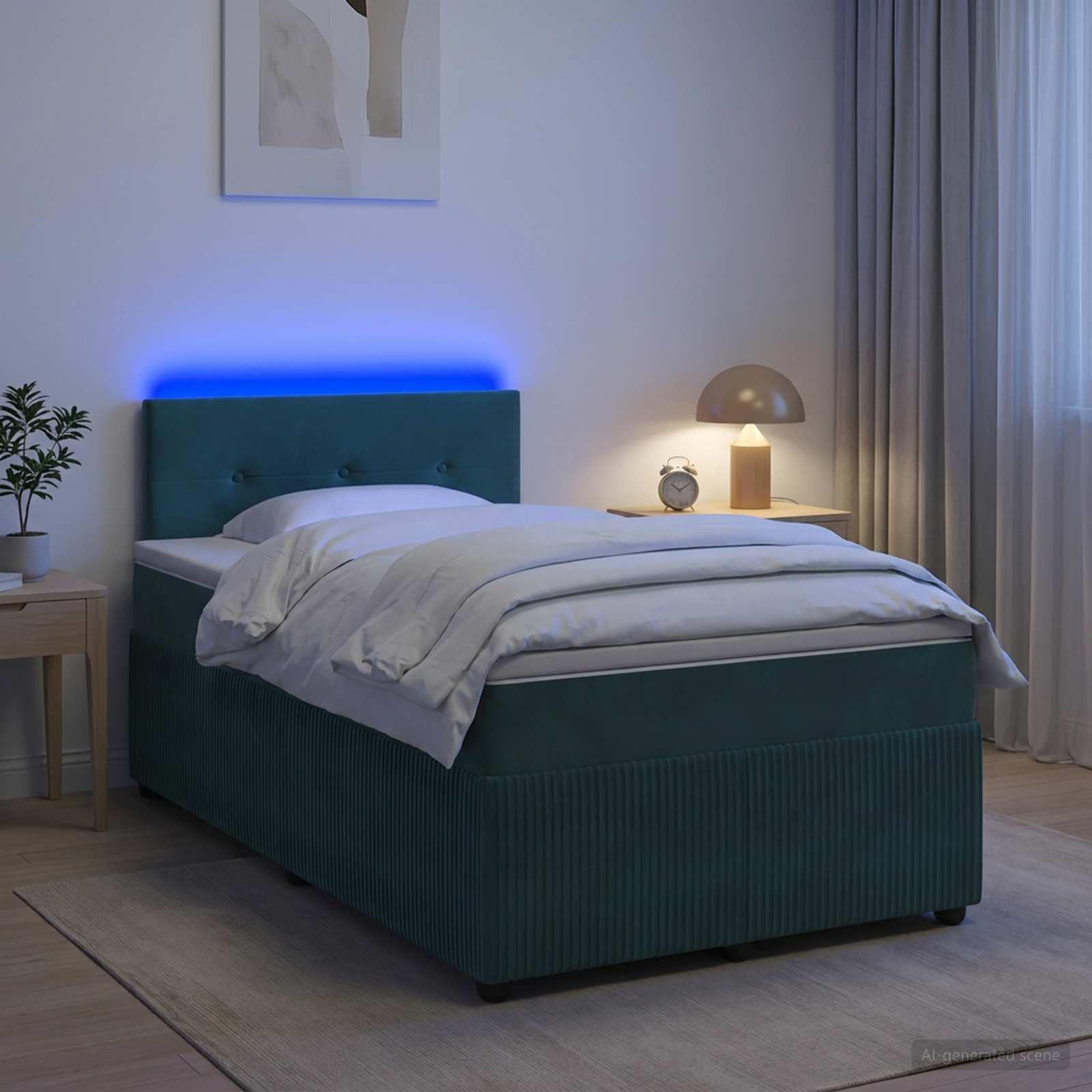 Boxspring krevet s madracem Tamnozelena 120 x 190 cm Baršun