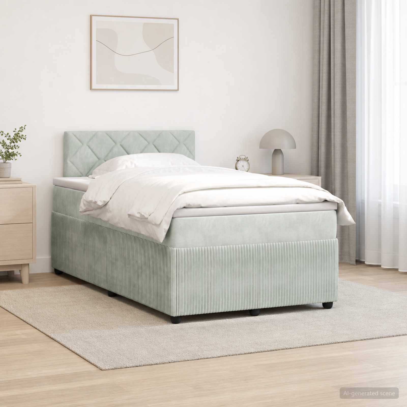 Boxspring krevet s madracem Svjetlosiva 120 x 190 cm Baršun